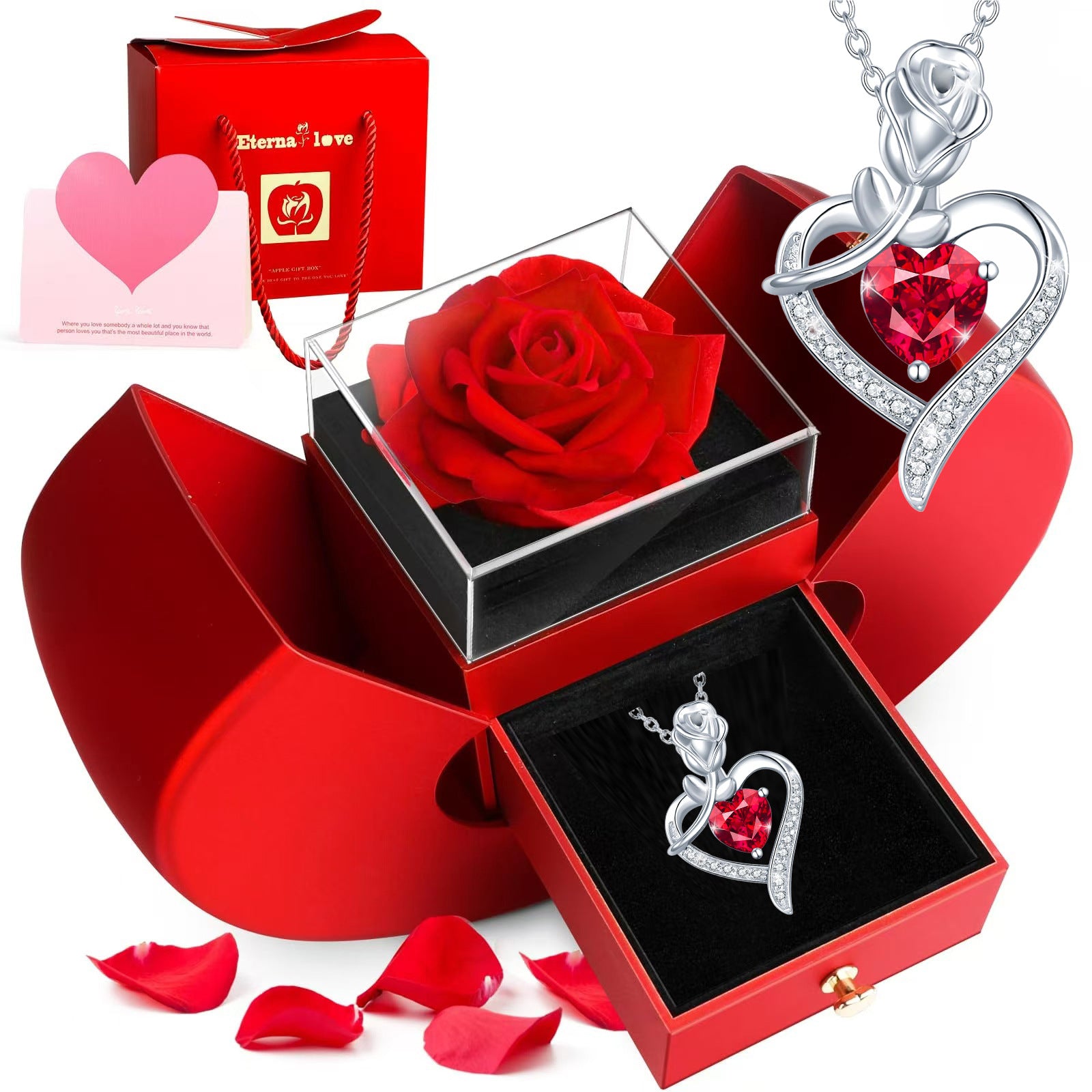 Multilingual I Love You Projection Necklace with Heart Wings